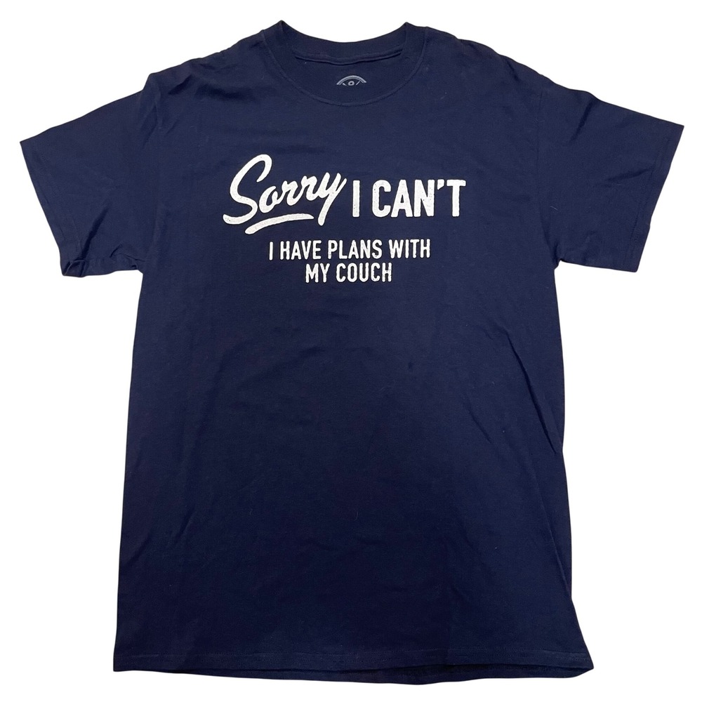 Mens Blue Graphic Funny T Shirt Sorry I Can't‎ Plans With My Couch Medium